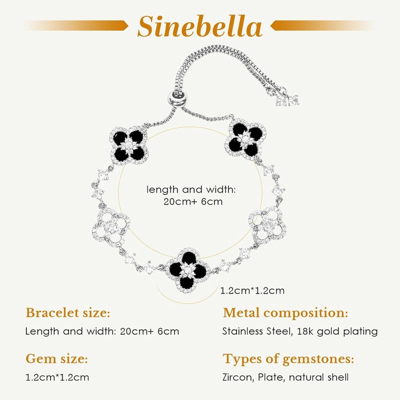 Sinebella Women's 18K Gold Plated Clover Bracelet with Natural Shell - Four Leaf Lucky Charm Dainty Link Bracelets Jewelry for Women, Trendy Birthday/Mother's Day Gift - Image 3